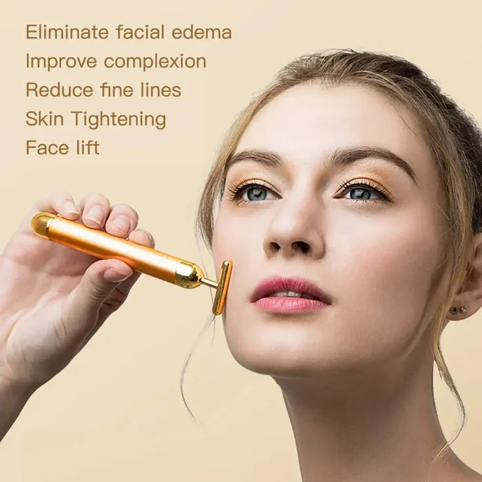 π₯ HOT SALE π₯ 24K Gold T-Shape Vibrating Face Massager π50% OFFππ