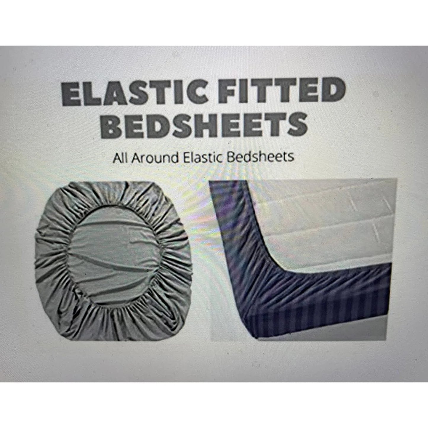 Premium Elastic Fitted Double Bedsheet with 2 Pillow Covers