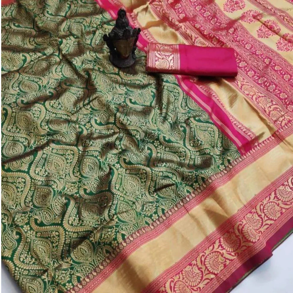 Kala Niketan Chanderi Archaic Traditional Kanchi Soft Silk Saree With Attached Blouse Sale - Srivalli Saree