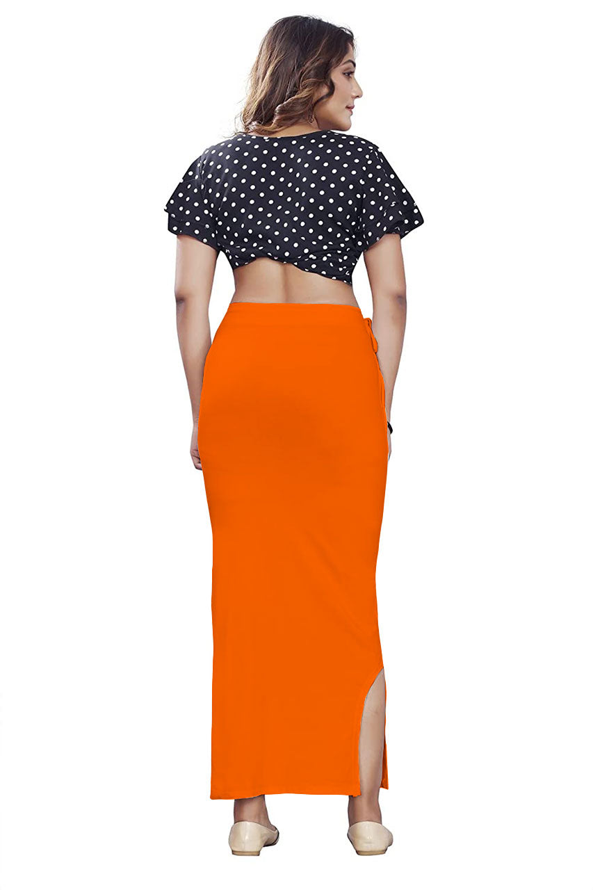 Women Saree Shapewear with Side Slit in Orange (Petticoat)
