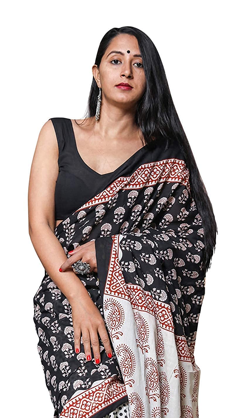 Kala Niketan Soft Mul-Cotton Pom-Pom Lace Saree with Blouse Piece