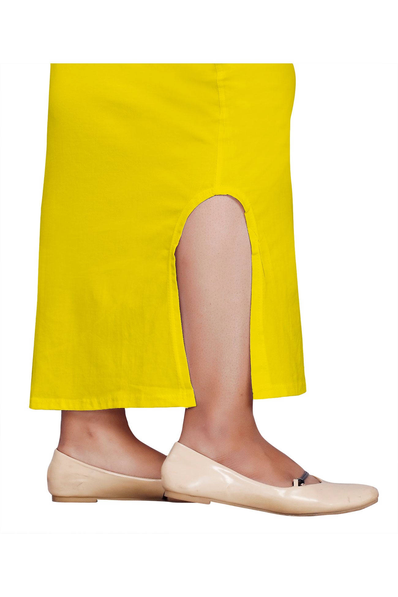 Women Saree Shapewear with Side Slit in Yellow (Petticoat)