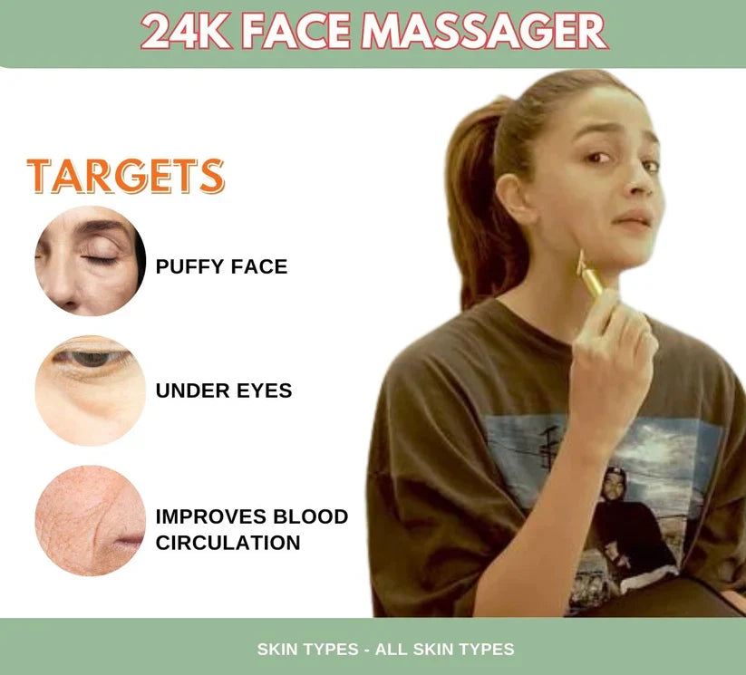 🔥 HOT SALE 🔥 24K Gold T-Shape Vibrating Face Massager 🌟50% OFF🌟🌟