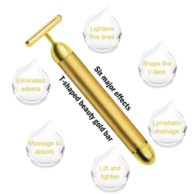🔥 HOT SALE 🔥 24K Gold T-Shape Vibrating Face Massager 🌟50% OFF🌟🌟