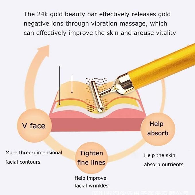 🔥 HOT SALE 🔥 24K Gold T-Shape Vibrating Face Massager 🌟50% OFF🌟🌟