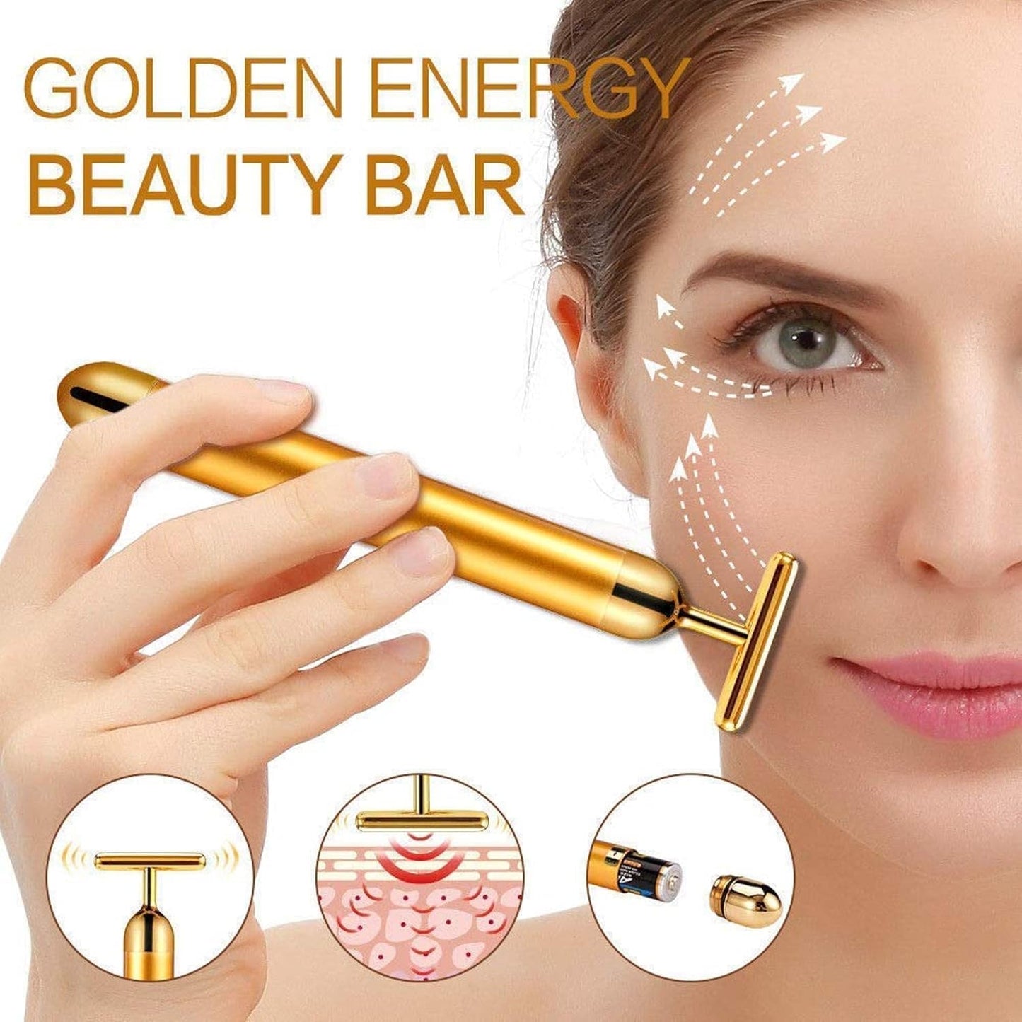 🔥 HOT SALE 🔥 24K Gold T-Shape Vibrating Face Massager 🌟50% OFF🌟🌟