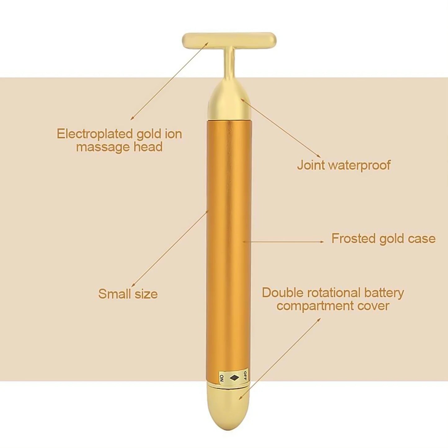 🔥 HOT SALE 🔥 24K Gold T-Shape Vibrating Face Massager 🌟50% OFF🌟🌟