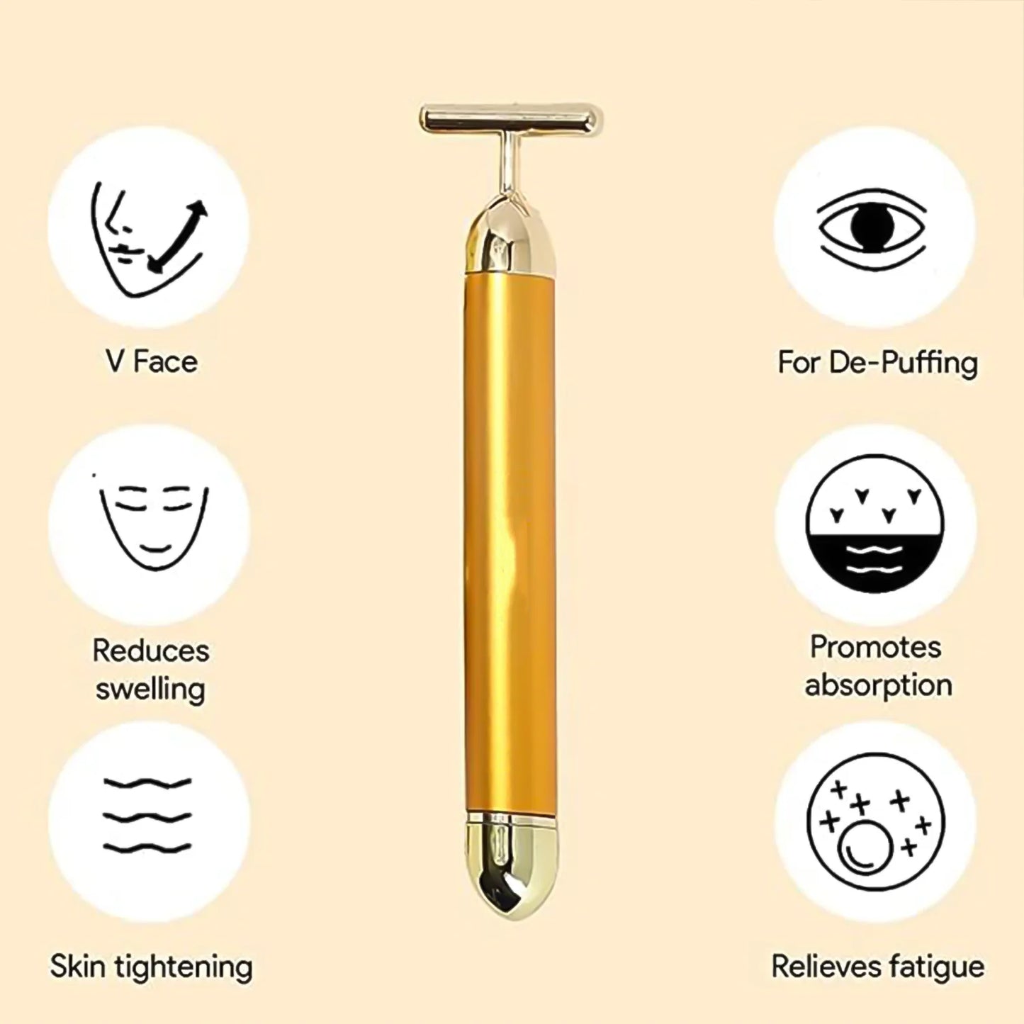 🔥 HOT SALE 🔥 24K Gold T-Shape Vibrating Face Massager 🌟50% OFF🌟🌟