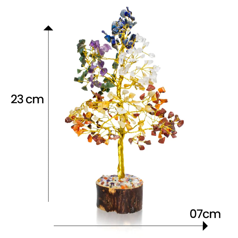 🌟7 Chakra Good Luck Crystal Tree - Wood Base, For Overall Well Being🌟