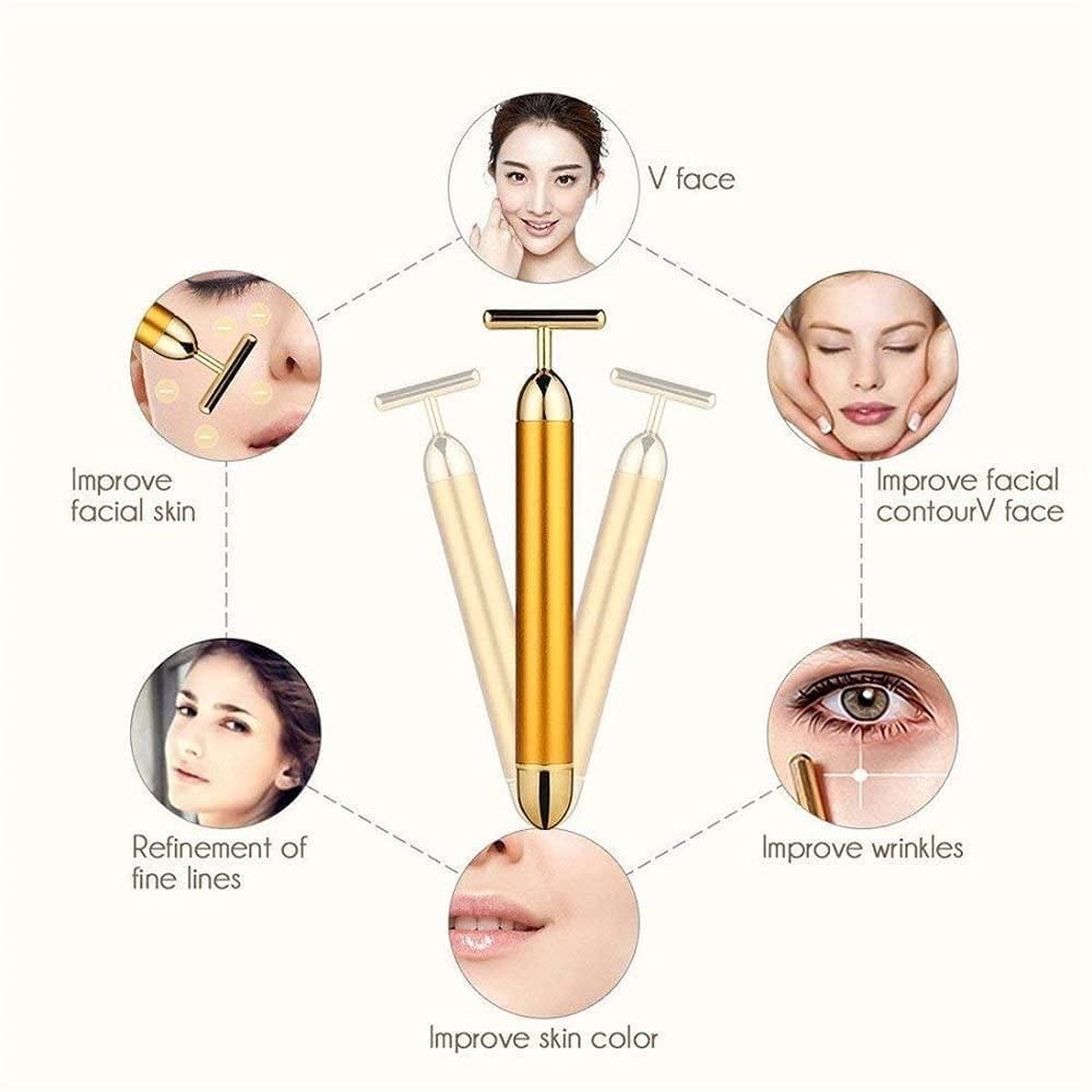 🔥 HOT SALE 🔥 24K Gold T-Shape Vibrating Face Massager 🌟50% OFF🌟🌟