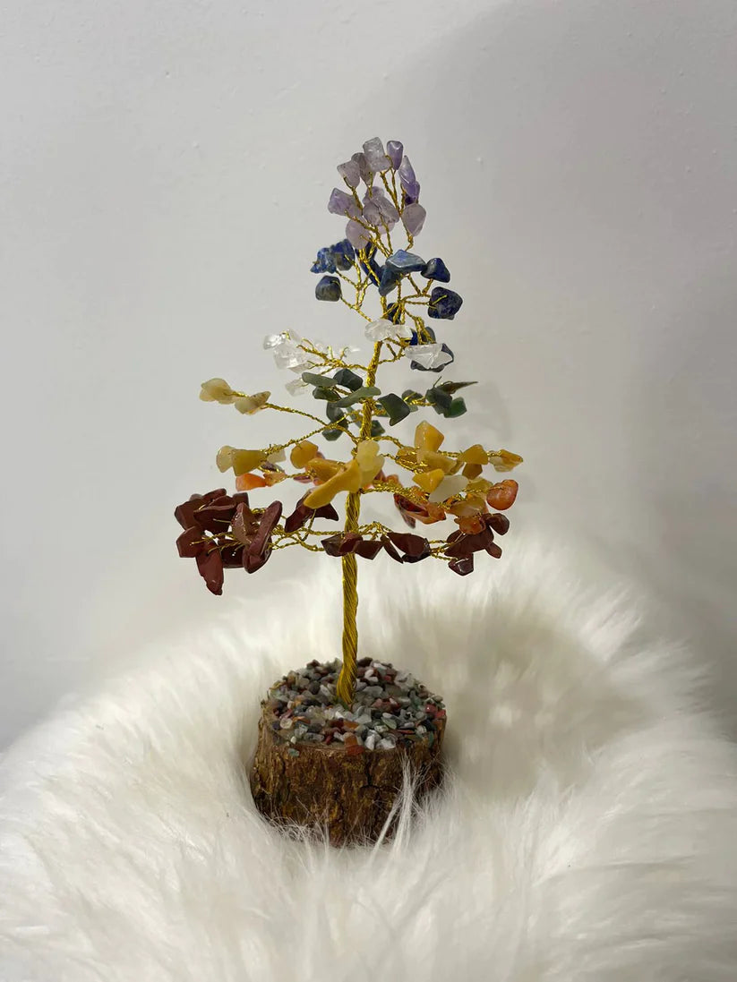 🌟7 Chakra Good Luck Crystal Tree - Wood Base, For Overall Well Being🌟