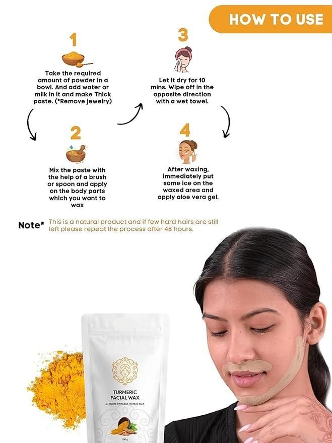 TURMERIC FACIAL WAX - 5 MINUTES PAINLESS HERBAL WAX POWDER [🔥BUY 1 GET 1 FREE]