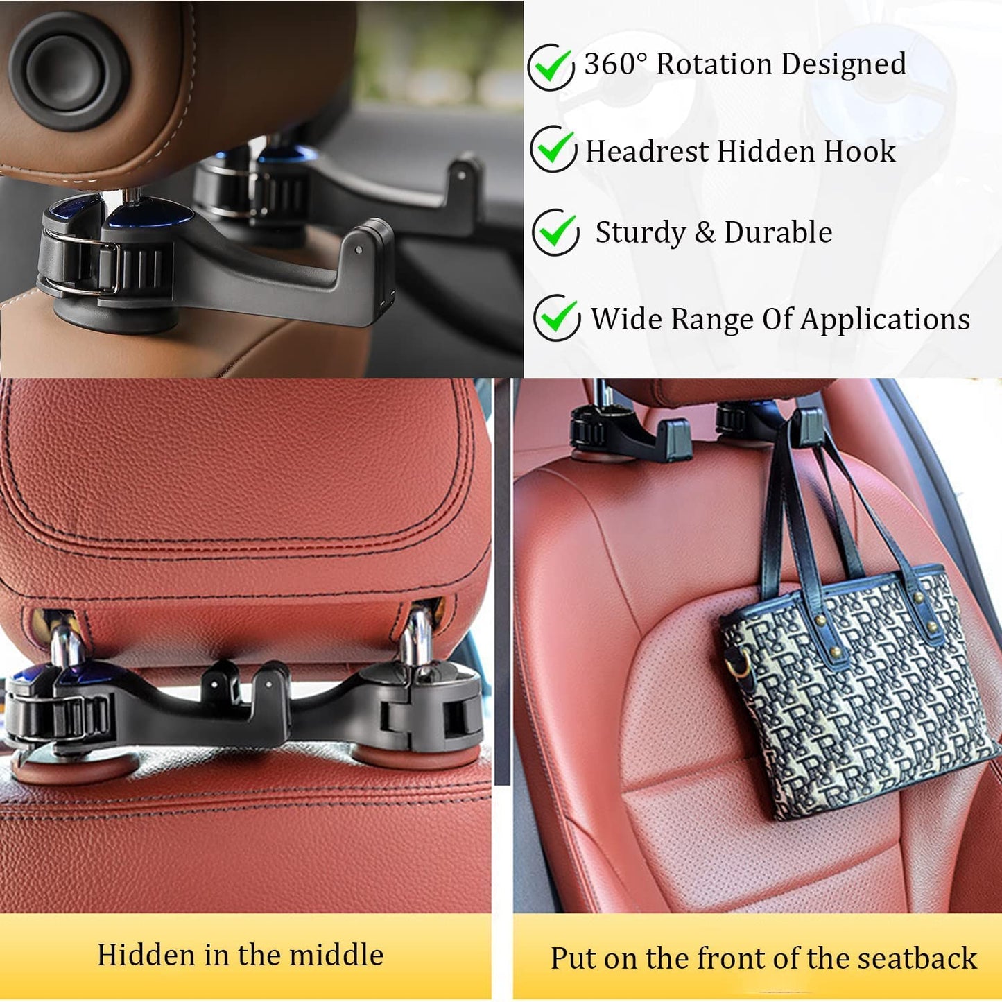 Car Back Seat Hooks ( 🔥BUY 1 GET 1 FREE🔥) (4.9 ⭐⭐⭐⭐⭐ 89,555 REVIEWS)