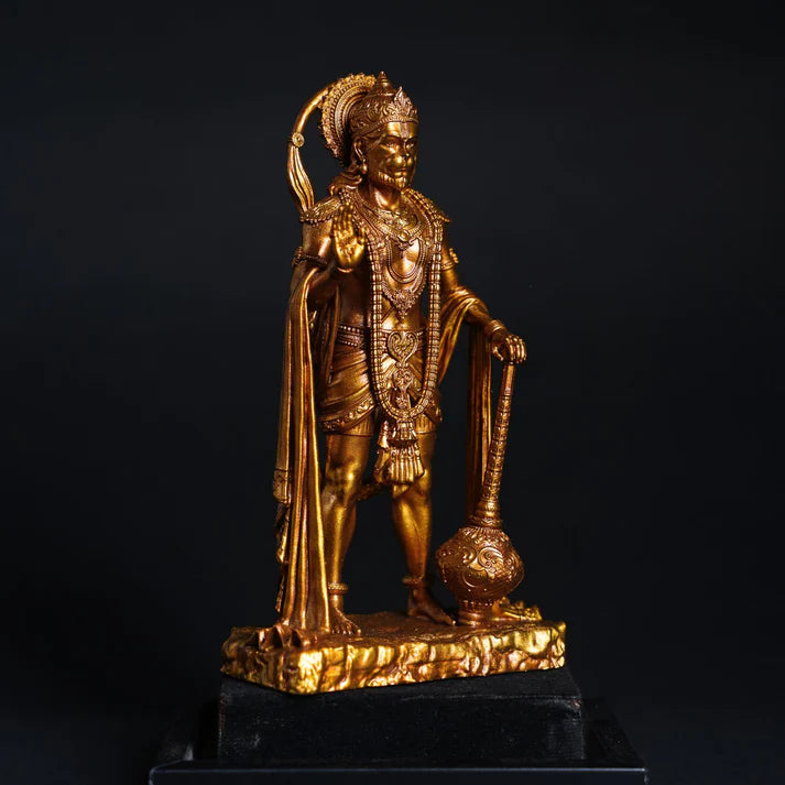 Bahubali King of Sarangpur Hanuman ji Antique Gold (Home Decor, Car Dashboard, Home Temple, Gift)