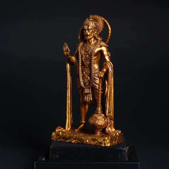 Bahubali King of Sarangpur Hanuman ji Antique Gold (Home Decor, Car Dashboard, Home Temple, Gift)