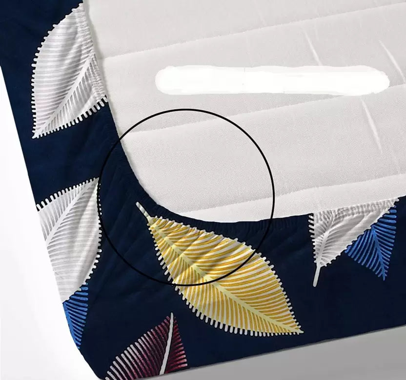 Premium Elastic Fitted Double Bedsheet with 2 Pillow Covers