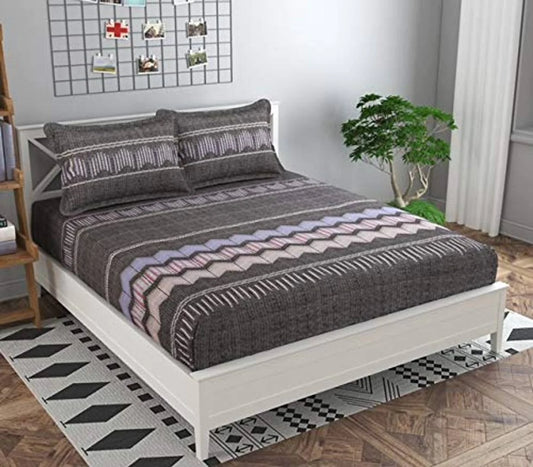 Premium Elastic Fitted Double Bedsheet with 2 Pillow Covers (Fits Any Beds & Mattresses)