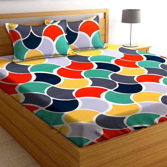 Premium Elastic Fitted Double Bedsheet with 2 Pillow Covers