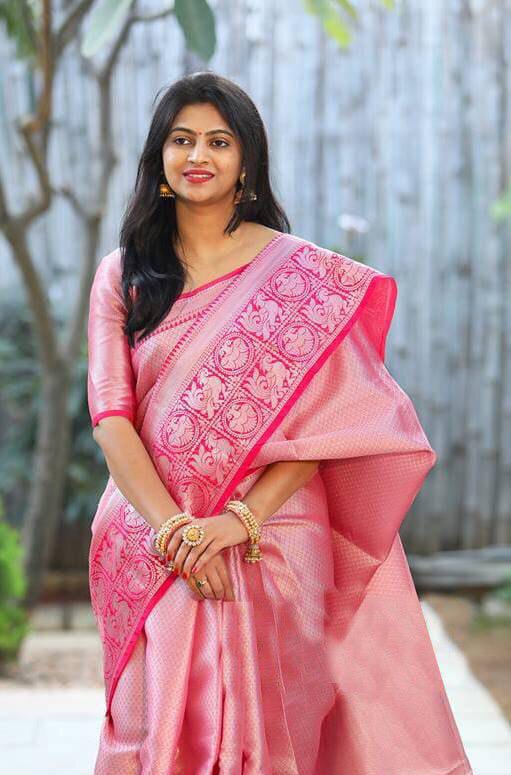 Kala Niketan Yamini Archaic Traditional Kanchi Soft Silk Sari With Attached Blouse