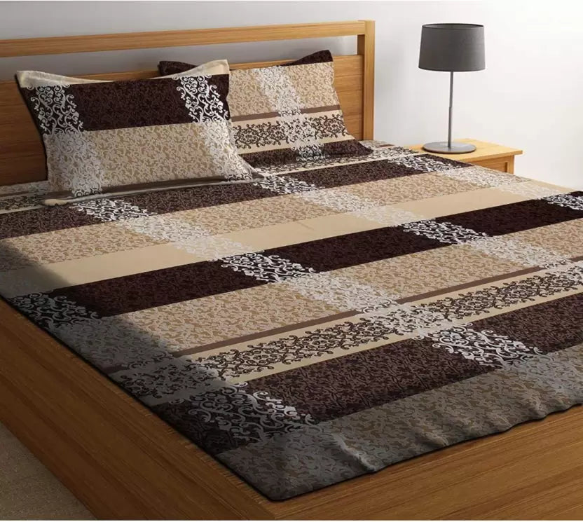 Premium Elastic Fitted Double Bedsheet with 2 Pillow Covers