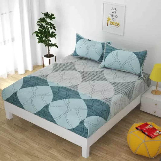 Premium Elastic Fitted Double Bedsheet with 2 Pillow Covers (Fits Any Beds & Mattresses)