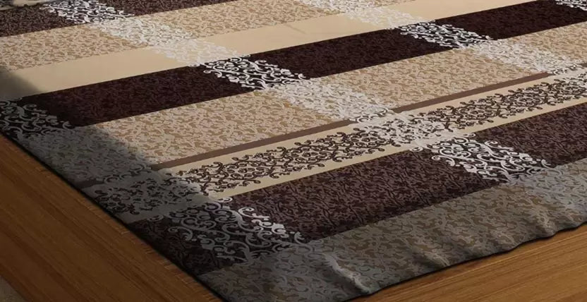 Premium Elastic Fitted Double Bedsheet with 2 Pillow Covers