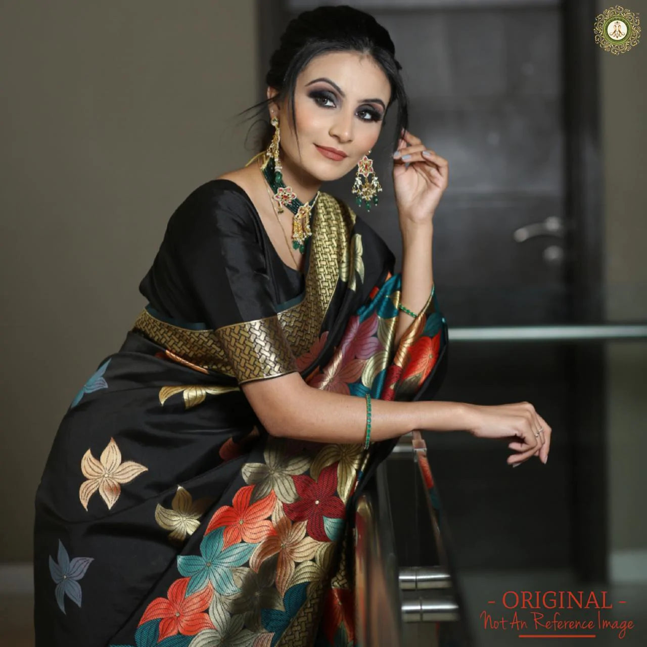Kala Niketan Spring Flowers Multi Colored Partywear Designer Pure Silk Saree
