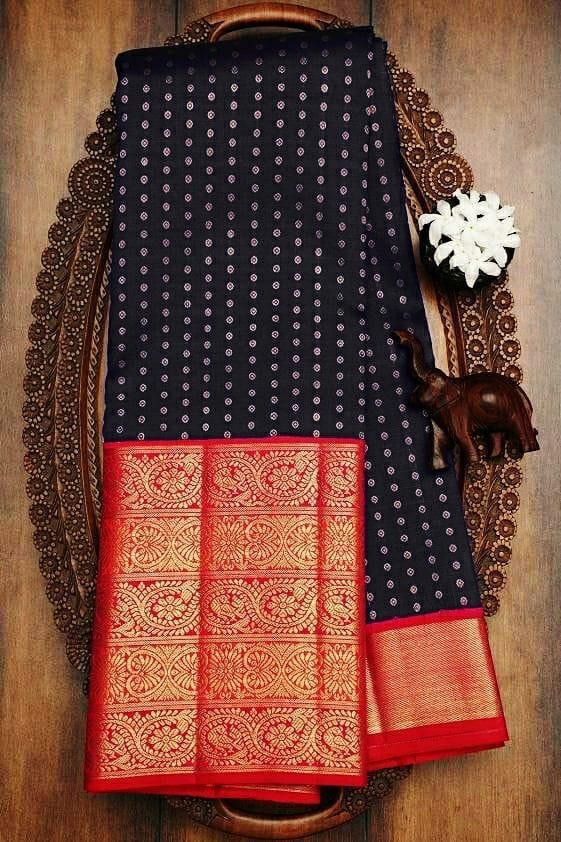 Traditional Kanchipuram Bold and Beautiful Kanchipuram Silk Brocade Designer Sari With Attached Blouse