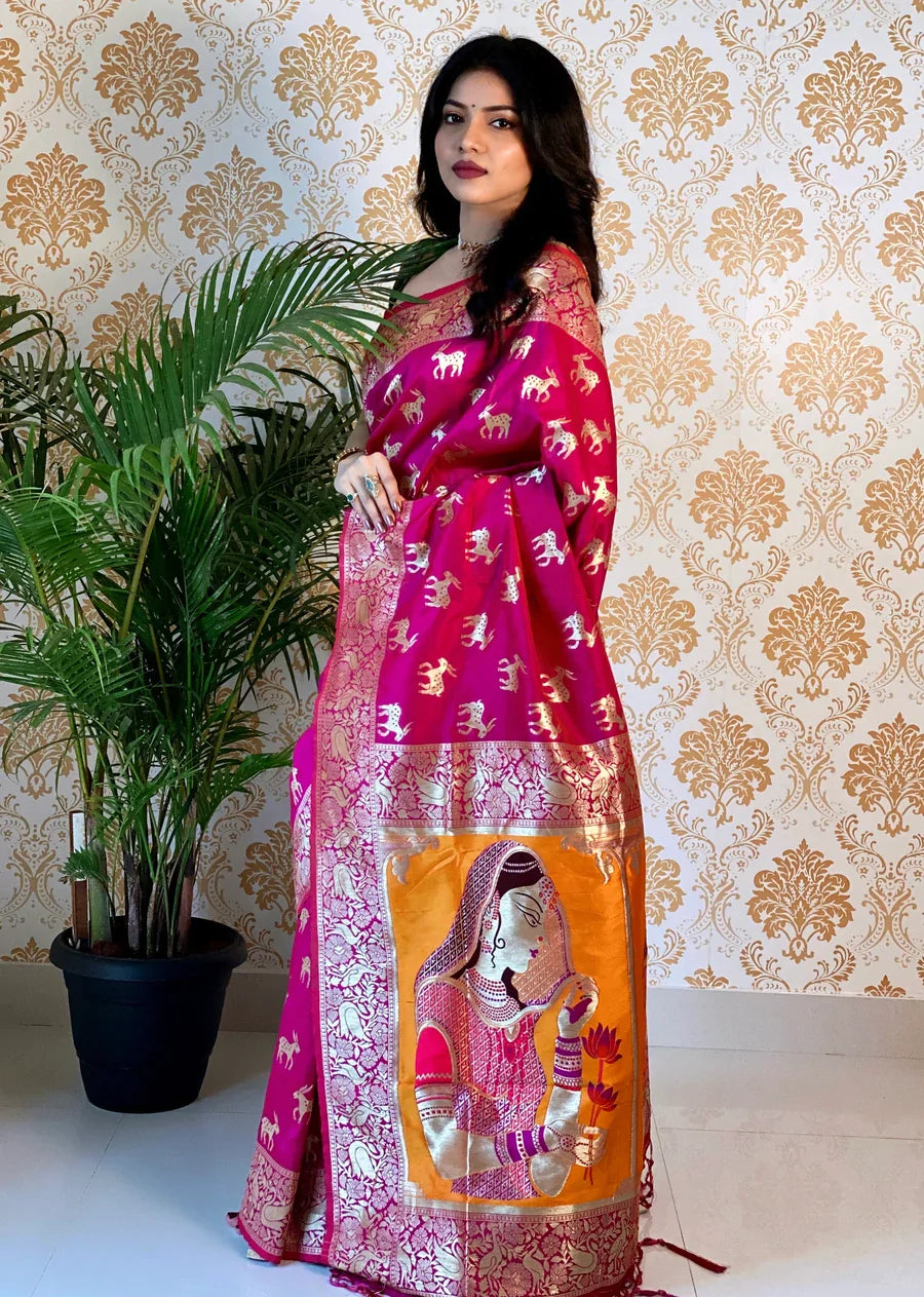 Kala Niketan Purple Smooth Silk Saree With Golden Zari Rich Pallu