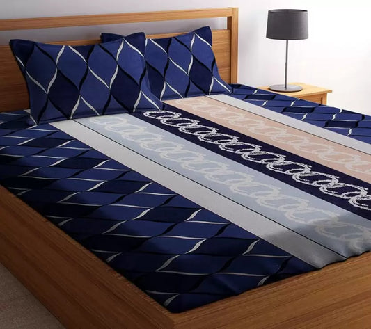 Premium Elastic Fitted Double Bedsheet with 2 Pillow Covers