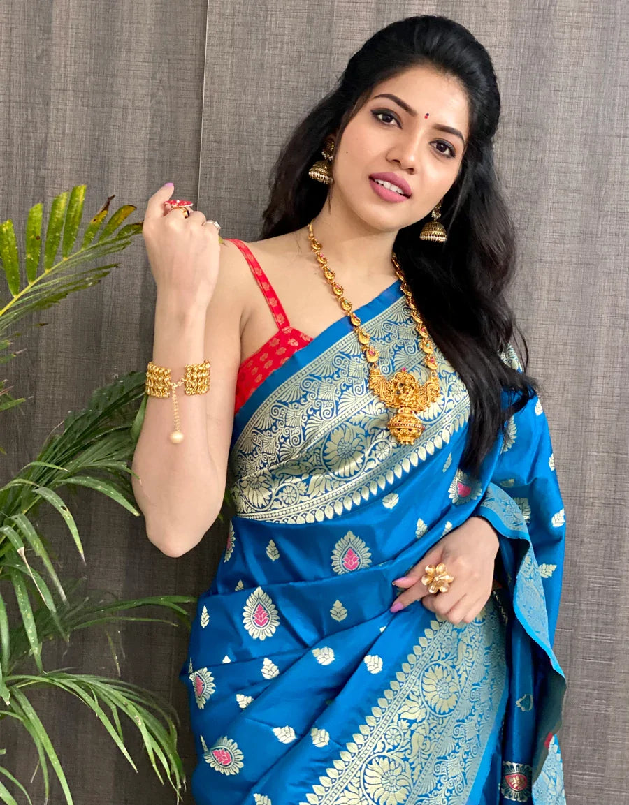 Kala Niketan Yellow Smooth Silk Saree With Golden Zari Border