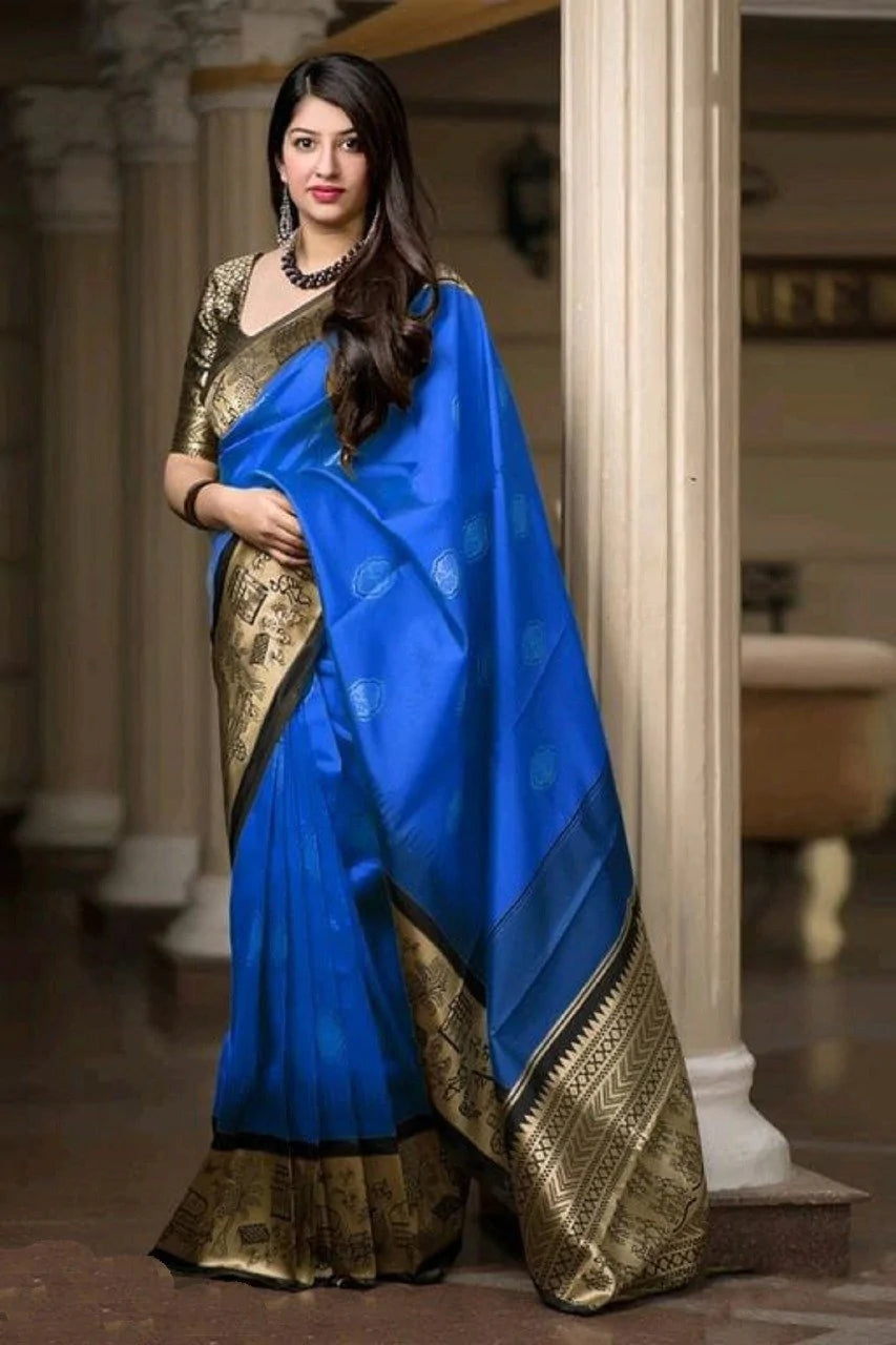 Kala Niketan Traditional Soft Silk Sari With Attached Blouse