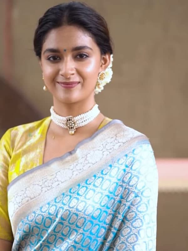Silver Zari Work Soft Lichi Silk Wedding Wear Saree