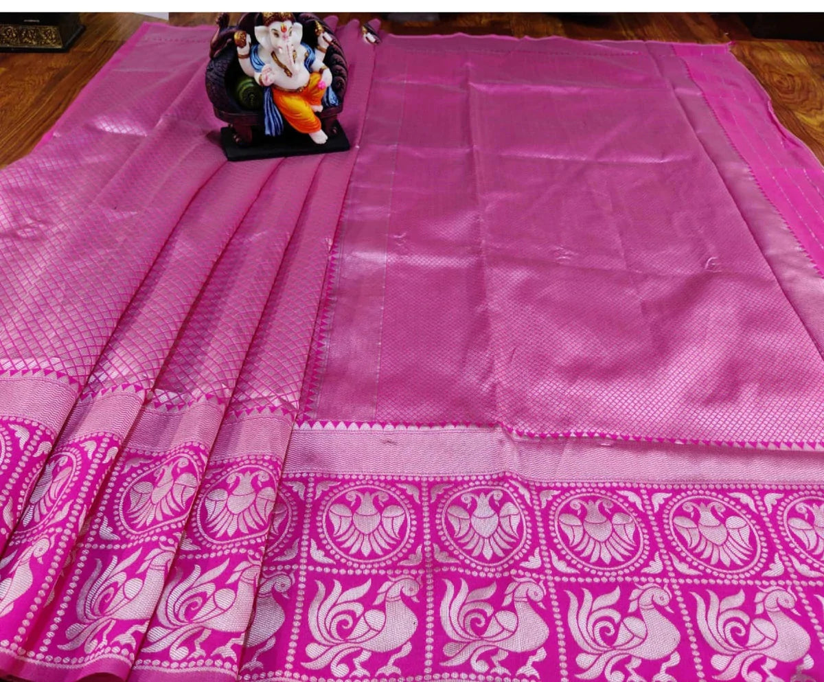 Kala Niketan Yamini Archaic Traditional Kanchi Soft Silk Sari With Attached Blouse