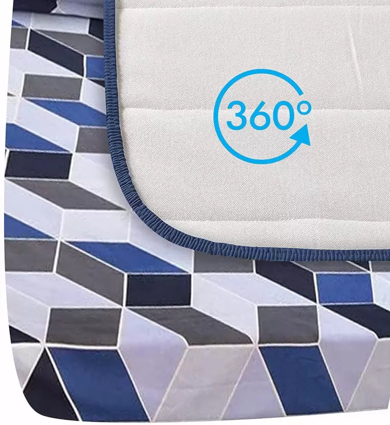 Premium Elastic Fitted King Size Double Bedsheet with 2 Pillow Covers