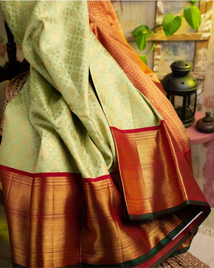 Kala Niketan Traditional Kanchi Soft Silk Saree With Attached Blouse