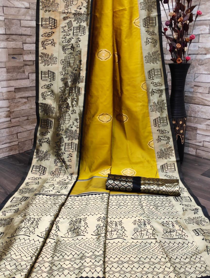Kala Niketan Traditional Soft Silk Sari With Attached Blouse
