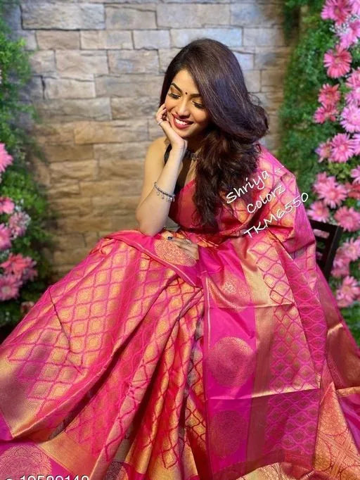 SNEHA KANCHIPURAM SILK SAREE WITH GOLDEN ZARI PALLU