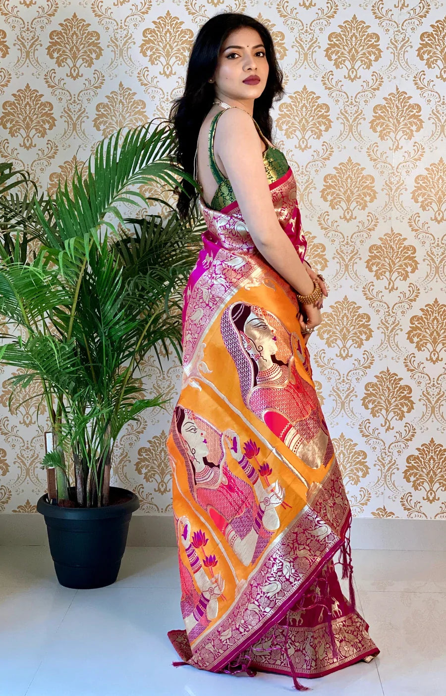 Kala Niketan Purple Smooth Silk Saree With Golden Zari Rich Pallu