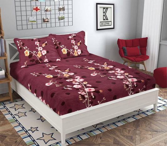 Glace Cotton Printed Elastic Fitted Double Bedsheets