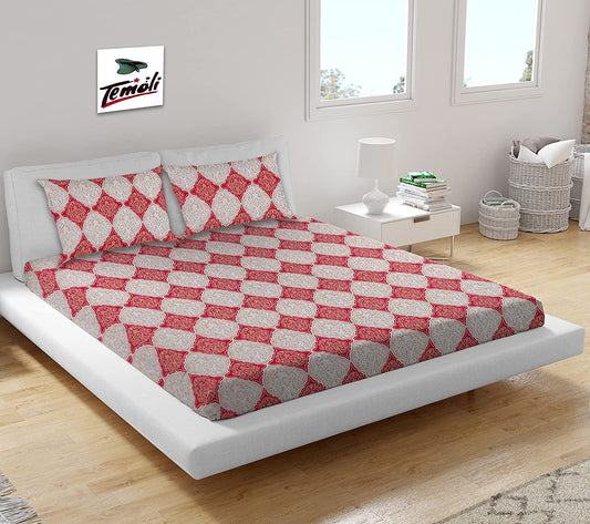 Premium Elastic Fitted King Size Double Bedsheet with 2 Pillow Covers