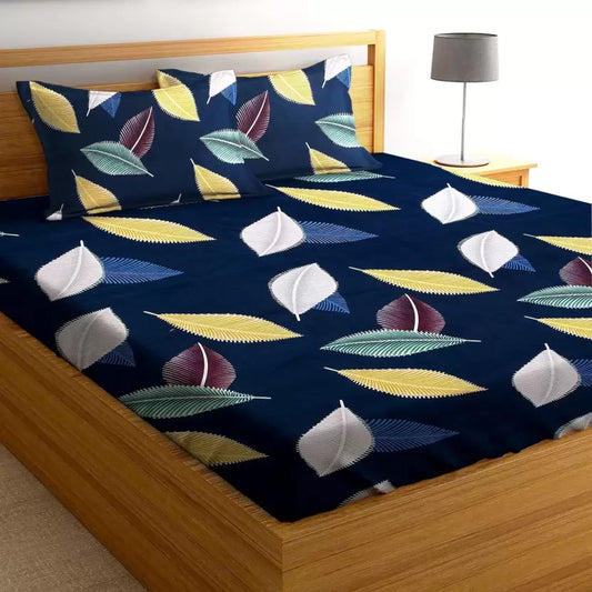 Premium Elastic Fitted Double Bedsheet with 2 Pillow Covers