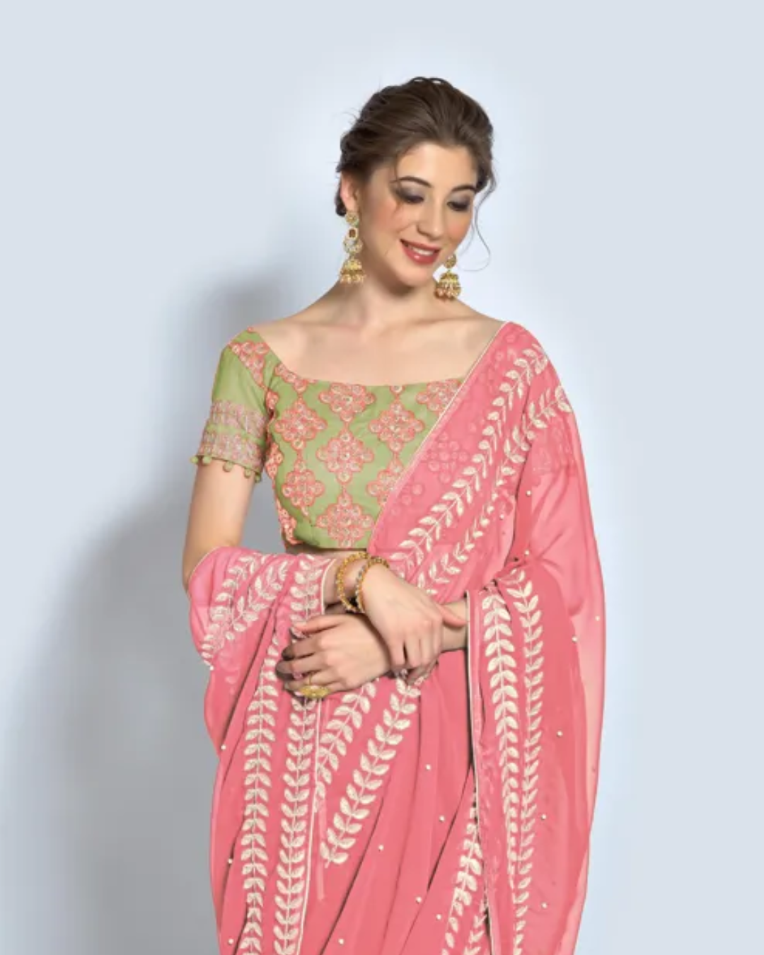 Bollywood Women's Sequined Embroidered Georgette Fancy Saree With Blouse Piece