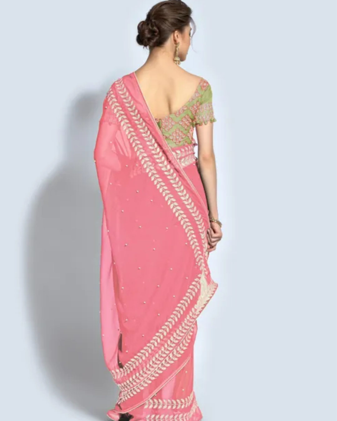 Bollywood Women's Sequined Embroidered Georgette Fancy Saree With Blouse Piece