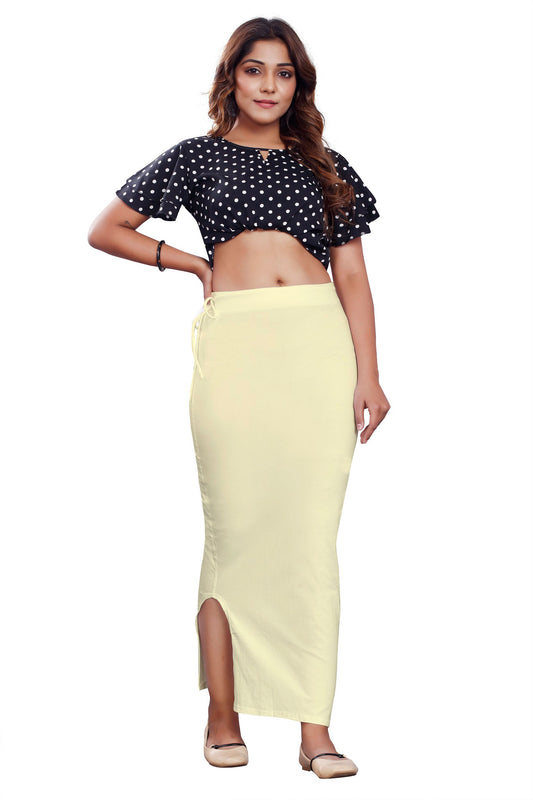 Women Saree Shapewear with Side Slit - Cream (Petticoat)