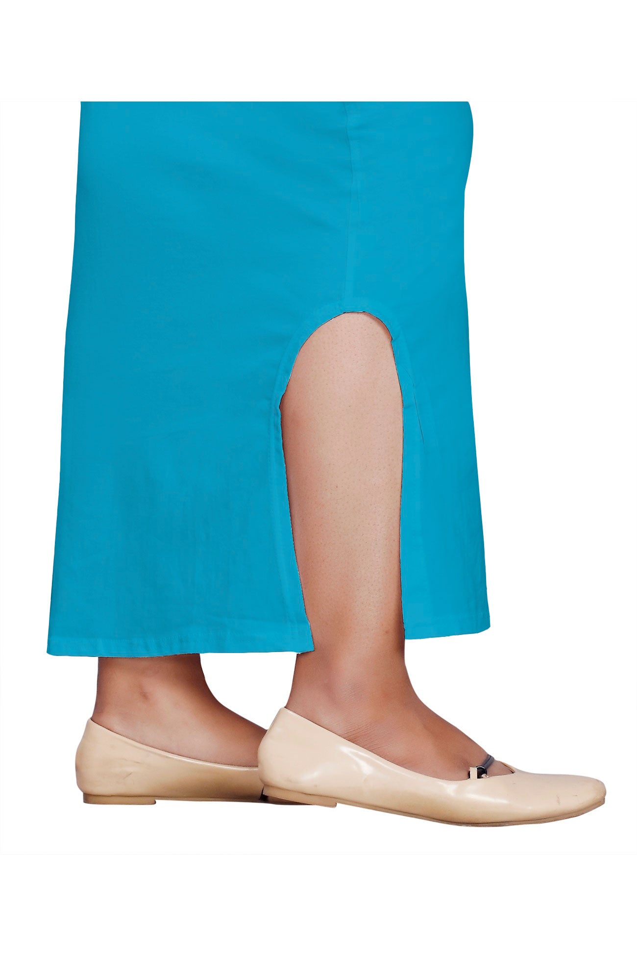 Women Saree Shapewear with Side Slit in Firozi (Petticoat]