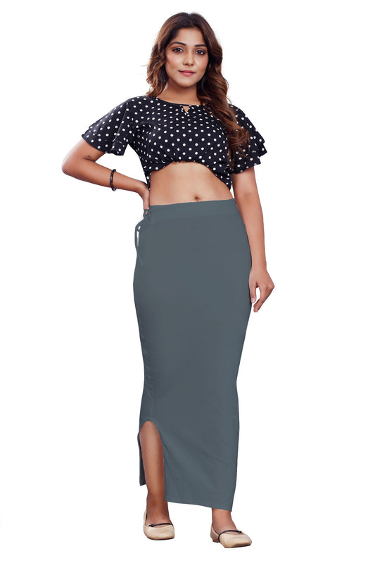 Women Saree Shapewear with Side Slit in Grey (Petticoat)