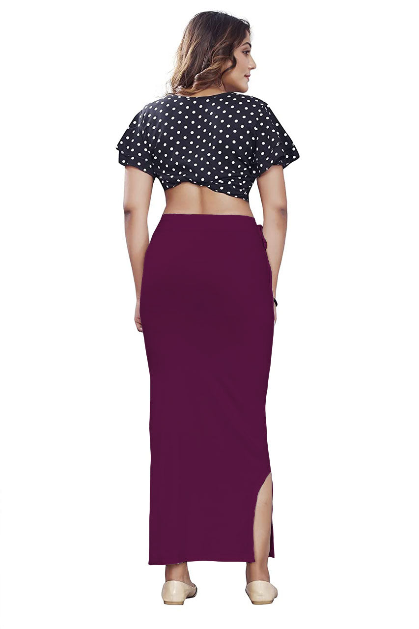 Women Saree Shapewear with Side Slit in Magenta (Petticoat)