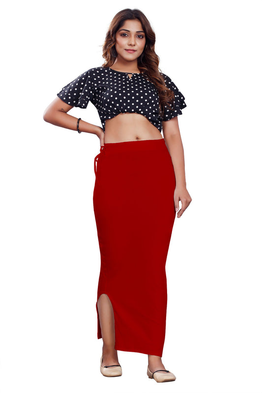 Women Saree Shapewear with Side Slit in Maroon (Petticoat)