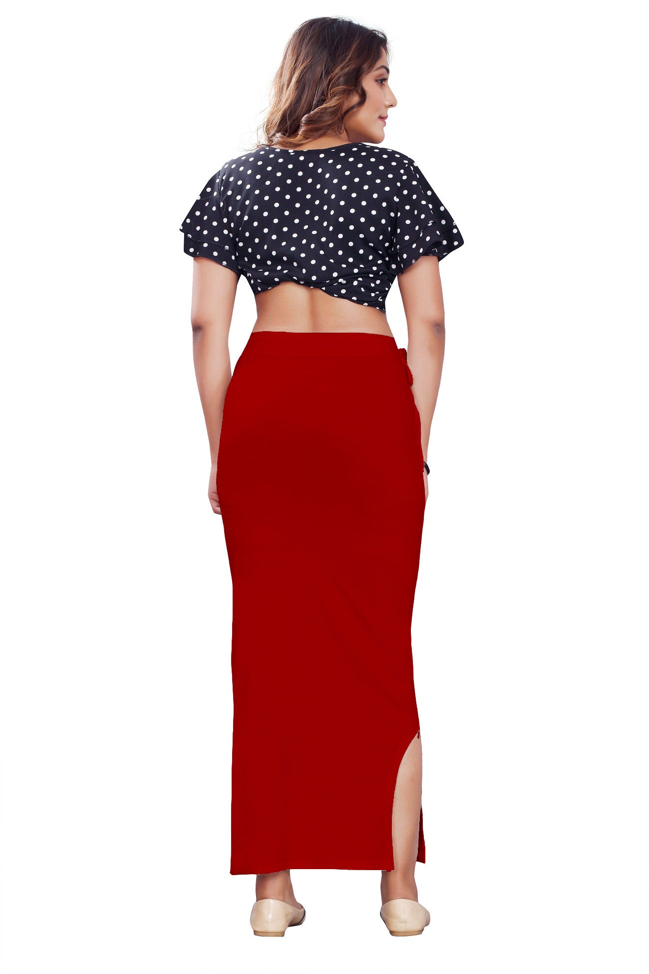 Women Saree Shapewear with Side Slit in Maroon (Petticoat)